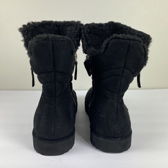 Madden Girl Ankle Boots 10 M Black Sherpa Lined Quilted Ski Snow Winter - Picture 6 of 7